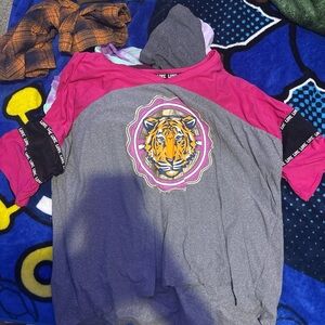 Kids Pink and Gray Tiger Graphic Shirt